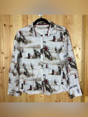 Bit & Bridle Womens M Western Shirt Barrel Racing Cowgirl Rodeo Americana